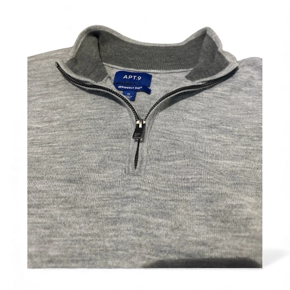 APT.9 Men's XL Gray Soft 1/4 Zip Sweater Wool Blend - Picture 2 of 3
